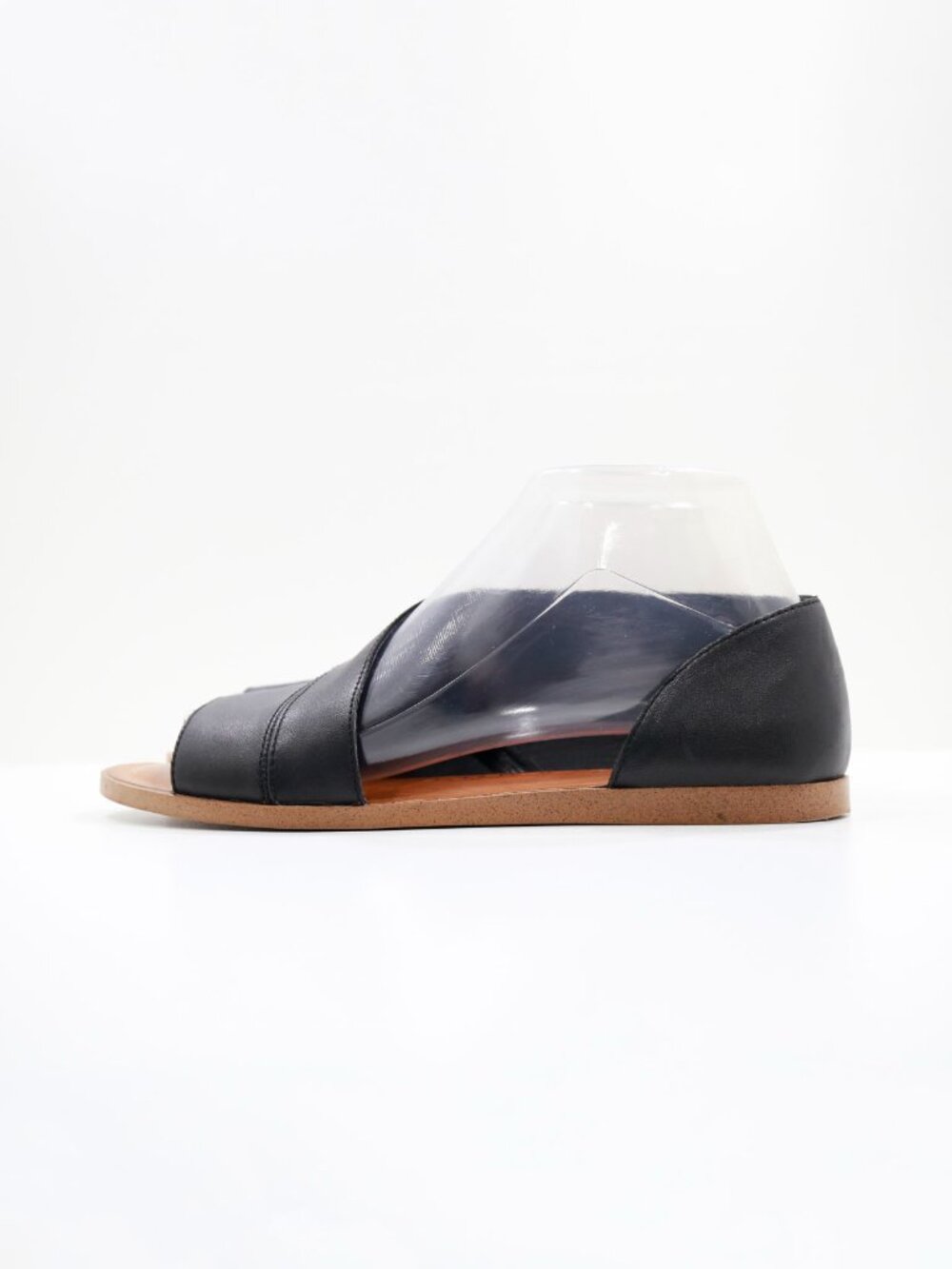 Sole Society Colvan Black Leather Lightweight Flat D'Orsay Sandals - 7